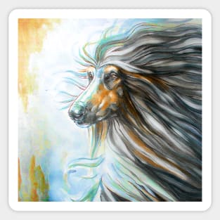 Black & Tan Afghan Hound Painting Sticker